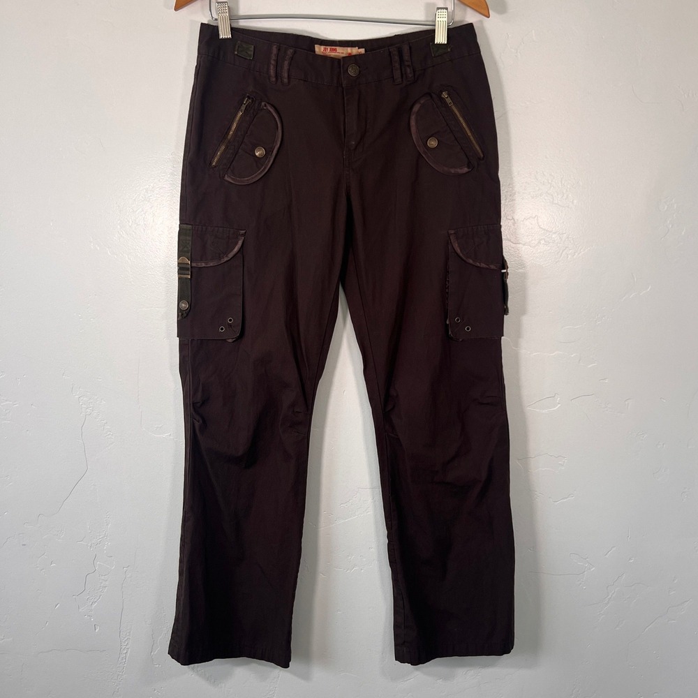 Joy Jeans Cargo Pants Women XL Brown Utility Multi-Pocket Y2K C5023P